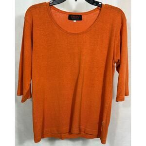 Effort's Hempwear Orange 3/4 Sleeve Hemp Cotton Top XL